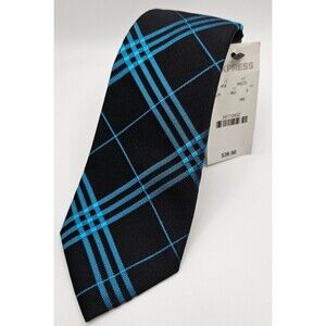 NEW EXPRESS BLACK BLUE THIN SILK TIE